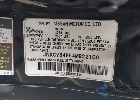 2004 Infiniti G35 из США, поврежденный, VIN JNKCV54E54M822100